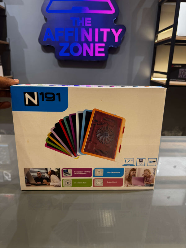 N191 Laptop Cooling Pad – 17" Adjustable Cooler Stand with 140mm Silent Fan & USB Pass-Through
