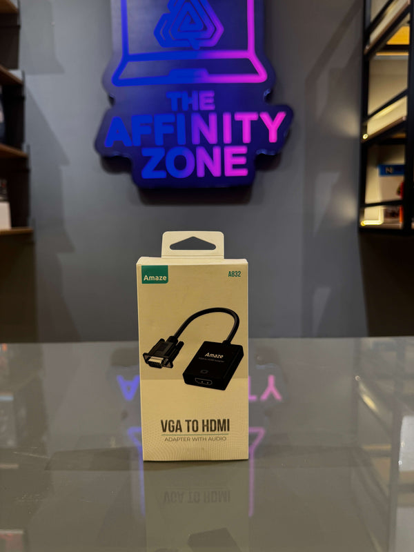 Amaze A832 VGA to HDMI Adapter with Audio – 2K FHD @ 60Hz, Plug & Play