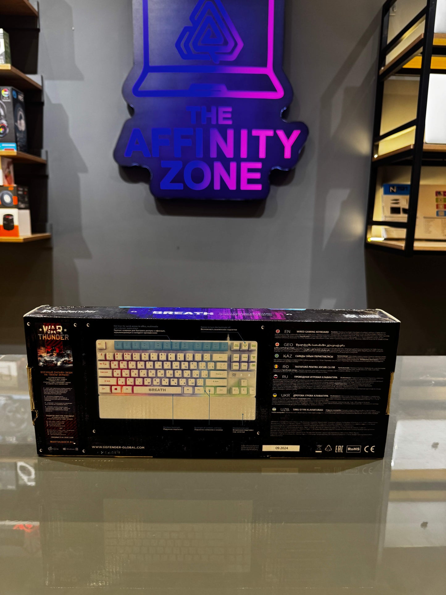 Defender Breath RGB Gaming Keyboard | Rainbow Backlit Wired Keyboard with Wrist Rest